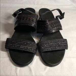 Munro Woven leather sandals with low heel